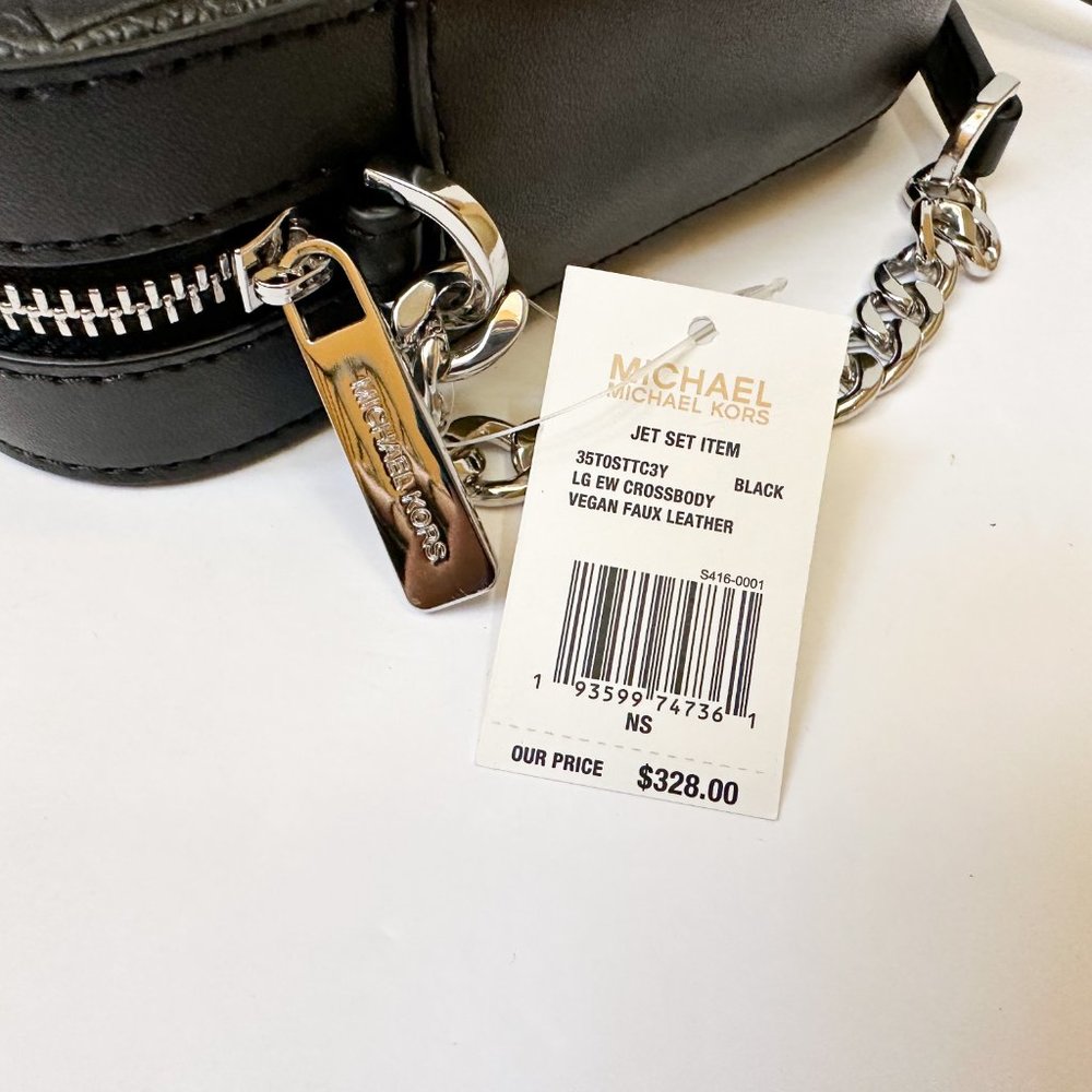 Michael Kors Jet Set Item East West Shoulder Crossbody Bag MK Signature Black - Picture 10 of 10